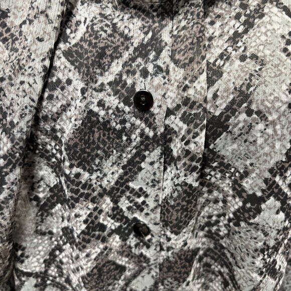 Violet & Claire Blouse Womens Size Large Snake Print Sheer Long Sleeve Neck Tie - Picture 8 of 10